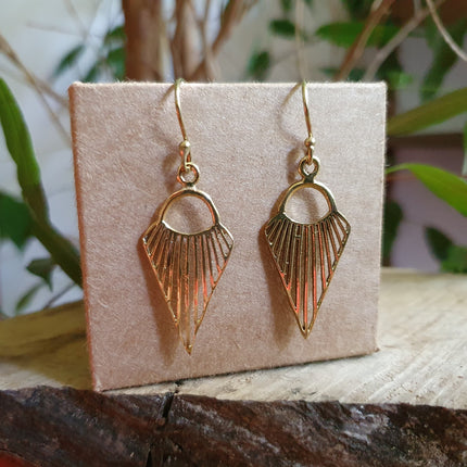 Mini Boho Brass Triangle Geometric Earrings; Ethnic, Small, Rustic, Yoga, Hippie, Gypsy, Pretty, Psy, Boho, Bohemian, Festival