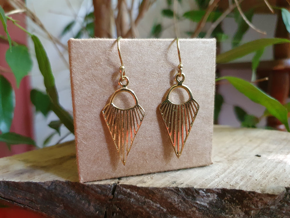 Mini Boho Brass Triangle Geometric Earrings; Ethnic, Small, Rustic, Yoga, Hippie, Gypsy, Pretty, Psy, Boho, Bohemian, Festival