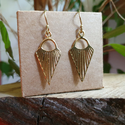 Mini Boho Brass Triangle Geometric Earrings; Ethnic, Small, Rustic, Yoga, Hippie, Gypsy, Pretty, Psy, Boho, Bohemian, Festival