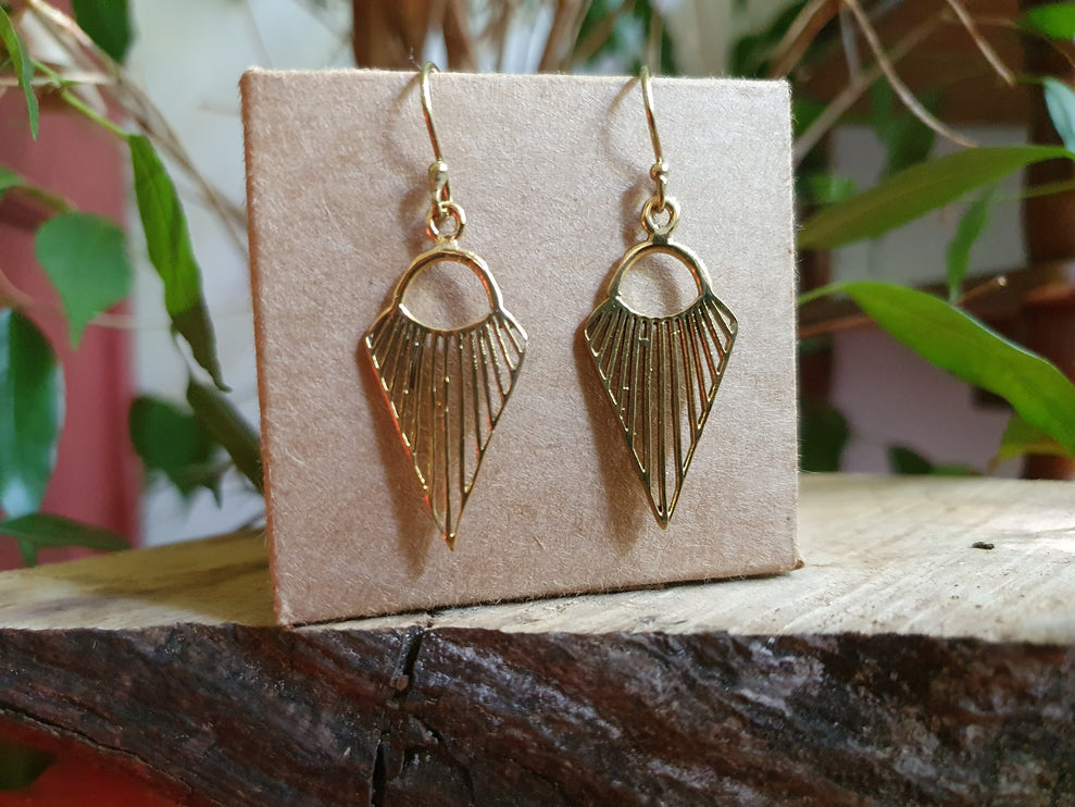 Mini Boho Brass Triangle Geometric Earrings; Ethnic, Small, Rustic, Yoga, Hippie, Gypsy, Pretty, Psy, Boho, Bohemian, Festival