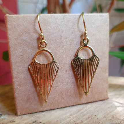 Mini Boho Brass Triangle Geometric Earrings; Ethnic, Small, Rustic, Yoga, Hippie, Gypsy, Pretty, Psy, Boho, Bohemian, Festival