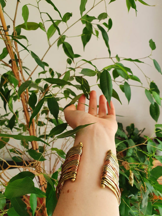 Textured Brass Cuff Bracelet / Mixed Metals Brass Copper Silver / Boho / Ethnic / Rustic / Bohemian / Hippie / Gypsy / Jewellery