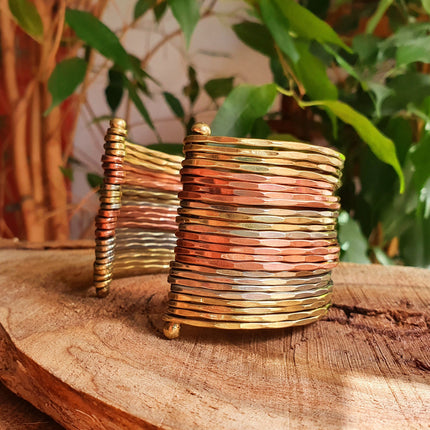 Textured Brass Cuff Bracelet / Mixed Metals Brass Copper Silver / Boho / Ethnic / Rustic / Bohemian / Hippie / Gypsy / Jewellery