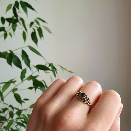 Bohemian style Amethyst and Brass Ring / Hippie / Boho / Ethnic / Rustic / Tribal / Gypsy / Festival / Healing / Festival / Birth Stone