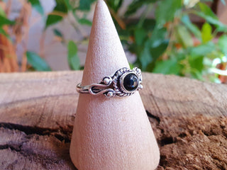 Boho Indian Black Onyx Silver Ring / Ethnic / Rustic / Festival / Tribal / Black / Hippie / Gypsy / Psy / Stone / Healing / Adjustable
