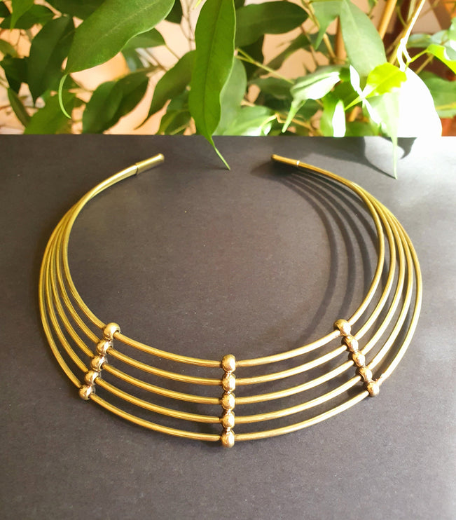 Ethnic Choker Brass Necklace / Boho/ Rustique / Gypsy / Lightweight / Boho / Tribal / Hippie / Rustic / Vegan /