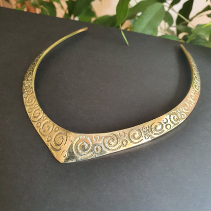 Ethnic Choker Brass Necklace / Rustic / Gypsy / Lightweight / Boho / Tribal / Hippie / Rustic / Vegan / Aztec