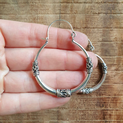 Silver Tribal Hoop Earrings / Ethnic / Rustic / Bohemian / Gold / Gypsy / Spiral / Hippie / Chunky / Festival / style