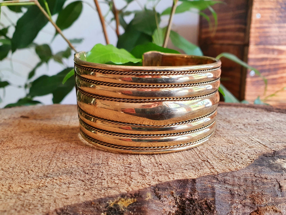 Textured Brass Cuff Bracelet / Tribal / Celtic / Boho / Ethnic / Rustic / Bohemian / Hippie / Gypsy / Jewellery / Adjustable / Unisex / Mens