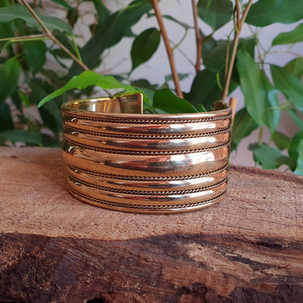 Textured Brass Cuff Bracelet / Tribal / Celtic / Boho / Ethnic / Rustic / Bohemian / Hippie / Gypsy / Jewellery / Adjustable / Unisex / Mens