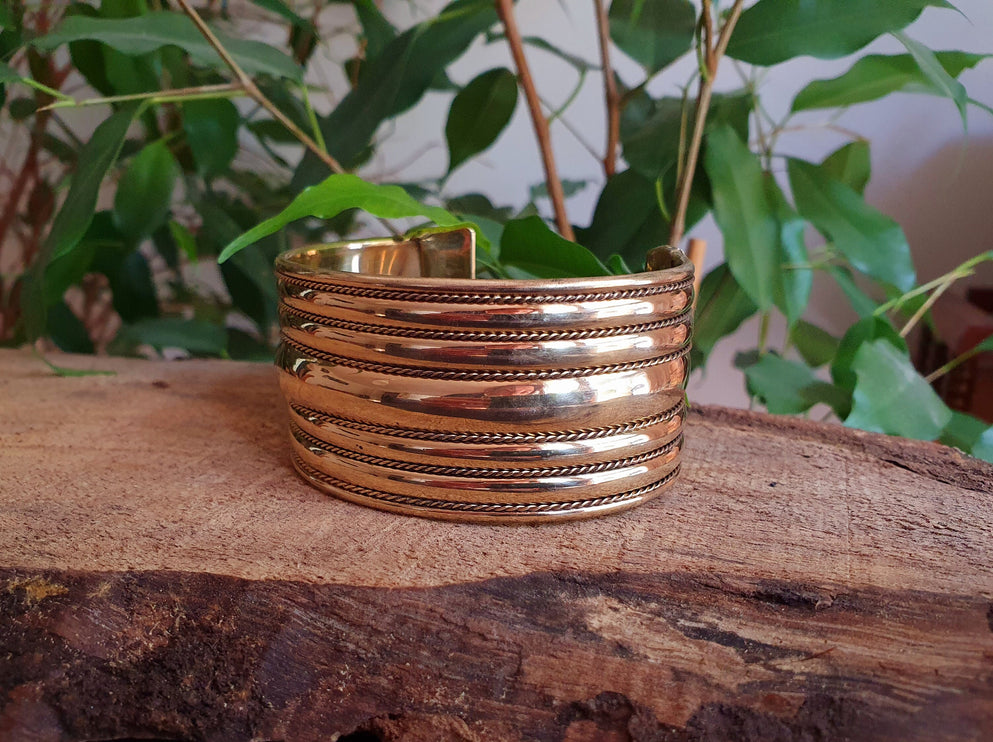 Textured Brass Cuff Bracelet / Tribal / Celtic / Boho / Ethnic / Rustic / Bohemian / Hippie / Gypsy / Jewellery / Adjustable / Unisex / Mens