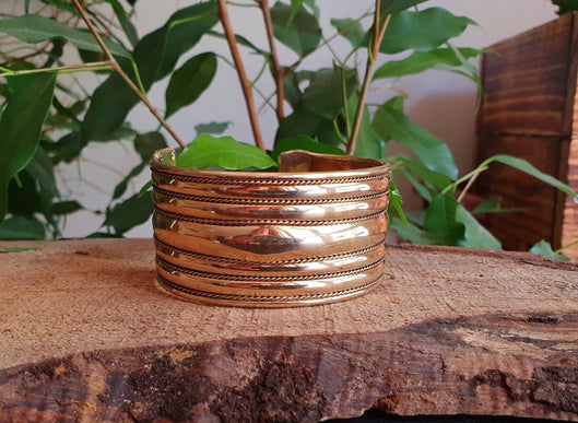 Textured Brass Cuff Bracelet / Tribal / Celtic / Boho / Ethnic / Rustic / Bohemian / Hippie / Gypsy / Jewellery / Adjustable / Unisex / Mens