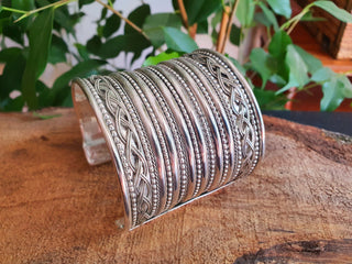 Large Silver Cuff Bracelet / Tribal / Celtic / Boho / Ethnic / Rustic / Bohemian / Hippie / Gypsy / Jewellery / Adjustable
