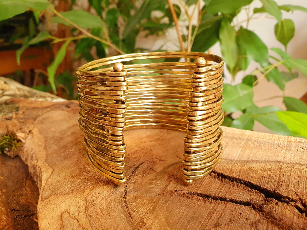 Textured Brass Cuff Bracelet / Boho / Ethnic / Rustic / Bohemian / Hippie / Gypsy / Jewellery / Adjustable