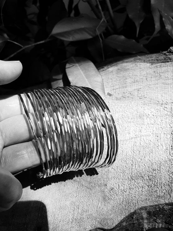 Textured Silver Cuff Bracelet / Boho / Ethnic / Rustic / Bohemian / Hippie / Gypsy / Jewellery / Adjustable