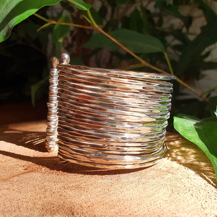 Textured Silver Cuff Bracelet / Boho / Ethnic / Rustic / Bohemian / Hippie / Gypsy / Jewellery / Adjustable