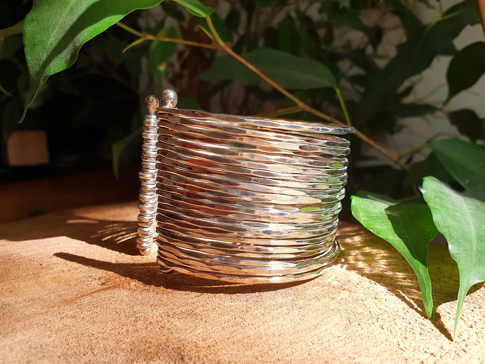 Textured Silver Cuff Bracelet / Boho / Ethnic / Rustic / Bohemian / Hippie / Gypsy / Jewellery / Adjustable