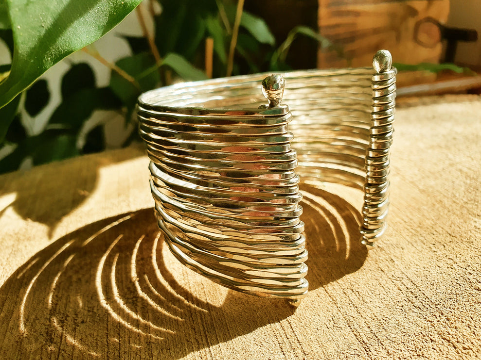 Textured Silver Cuff Bracelet / Boho / Ethnic / Rustic / Bohemian / Hippie / Gypsy / Jewellery / Adjustable