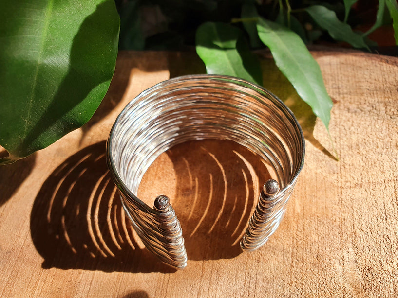 Textured Silver Cuff Bracelet / Boho / Ethnic / Rustic / Bohemian / Hippie / Gypsy / Jewellery / Adjustable
