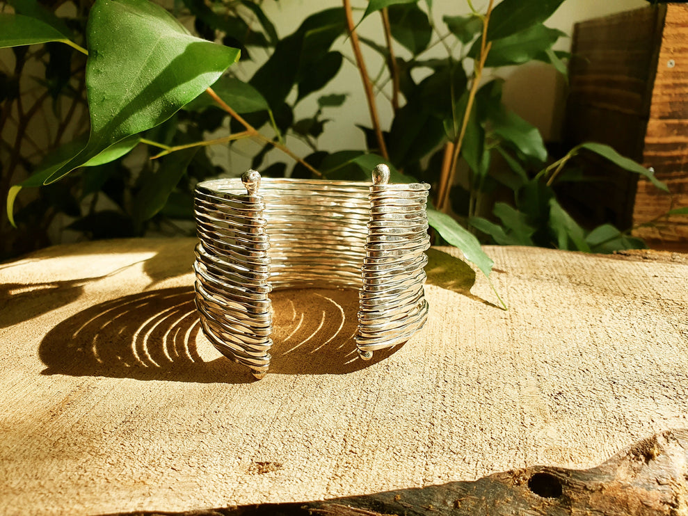 Textured Silver Cuff Bracelet / Boho / Ethnic / Rustic / Bohemian / Hippie / Gypsy / Jewellery / Adjustable