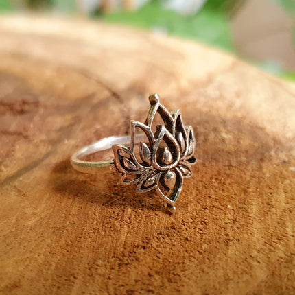 Silver Lotus Flower Ring / Boho / Buddha / Flower / Ethnic / Rustic / Tribal / Gypsy / Festival / Indian / Healing / Festival