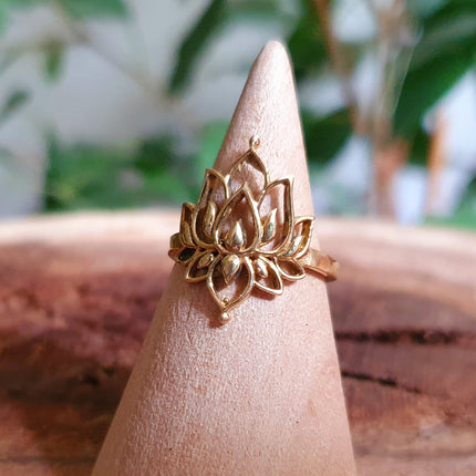 Gold Lotus Flower Ring / Boho / Buddha / Flower / Ethnic / Rustic / Tribal / Gypsy / Festival / Indian / Healing / Festival