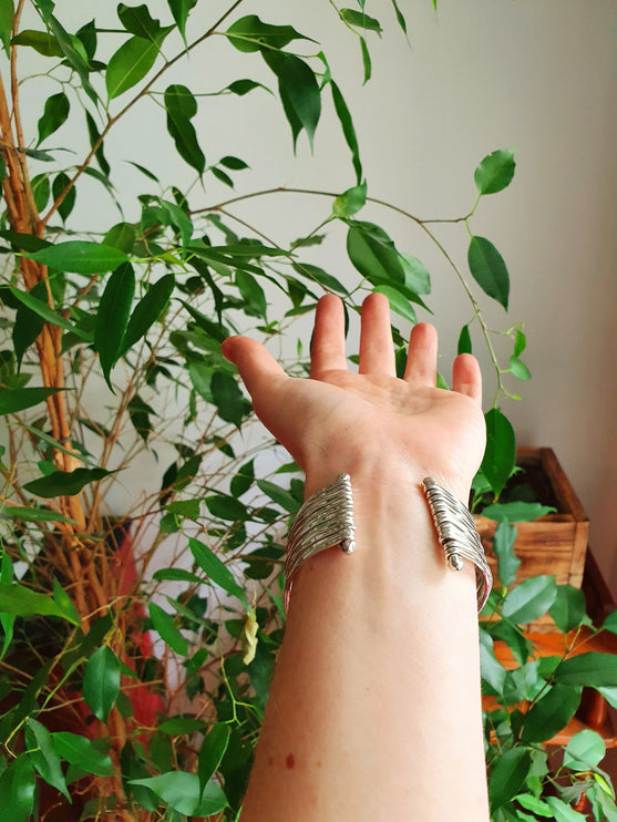 Textured Silver Cuff Bracelet / Boho / Ethnic / Rustic / Bohemian / Hippie / Gypsy / Jewellery / Adjustable