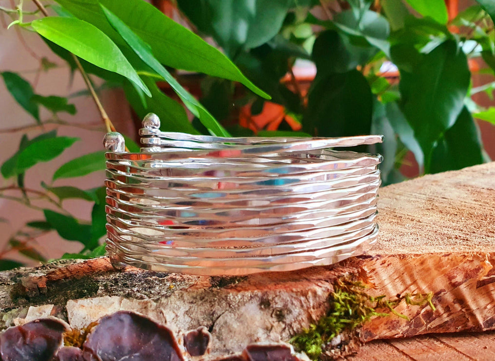 Textured Silver Cuff Bracelet / Boho / Ethnic / Rustic / Bohemian / Hippie / Gypsy / Jewellery / Adjustable