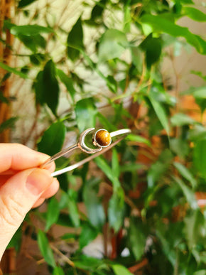 Moon Bracelet / Silver & Tiger Eye / Bangle / Galaxy / Solar System / Planets / Boho / Adjustable / Hippie / Chic / Sun