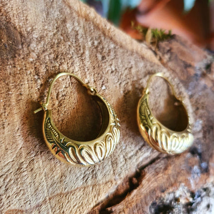 Tribal Chunky Brass Hoops; Ethnic Boho Chic Rustic Psy Gypsy Spiral Hippie Bohemian Festival style