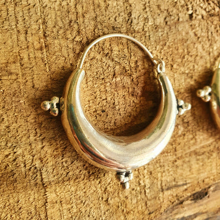 Chunky Ethnic Silver Hoops; Ethnic Boho Chic Rustic Psy Gypsy Spiral Hippie Bohemian Festival style