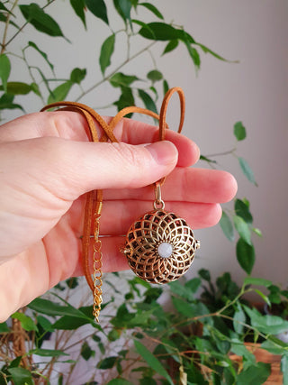 Gold Bola Necklace Brass & Moonstone / Pregnancy / Harmony Ball / Chimes / Steel Chain / Bell / Vegan / Ethnic / Boho / Hippie / Rustic / 