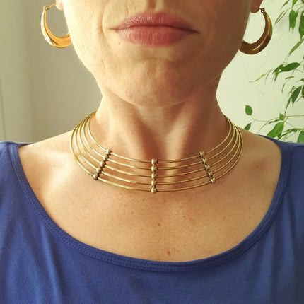 Ethnic Choker Brass Necklace / Boho/ Rustique / Gypsy / Lightweight / Boho / Tribal / Hippie / Rustic / Vegan /