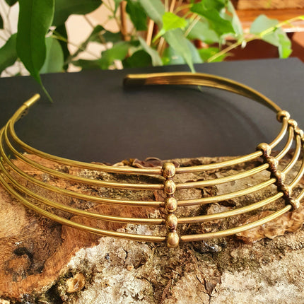 Ethnic Choker Brass Necklace / Boho/ Rustique / Gypsy / Lightweight / Boho / Tribal / Hippie / Rustic / Vegan /