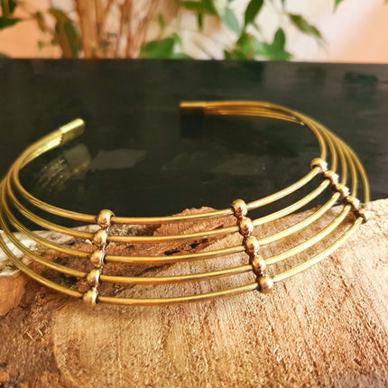 Ethnic Choker Brass Necklace / Boho/ Rustique / Gypsy / Lightweight / Boho / Tribal / Hippie / Rustic / Vegan /