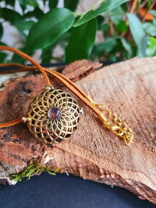 Golden Bola Necklace Brass & Amethyst / Pregnancy / Hypoallergenic / Harmony Ball / Chimes / Bell / Vegan / Ethnic / Boho / Hippie / 