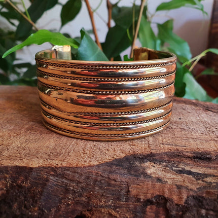 Textured Brass Cuff Bracelet / Tribal / Celtic / Boho / Ethnic / Rustic / Bohemian / Hippie / Gypsy / Jewellery / Adjustable / Unisex / Mens