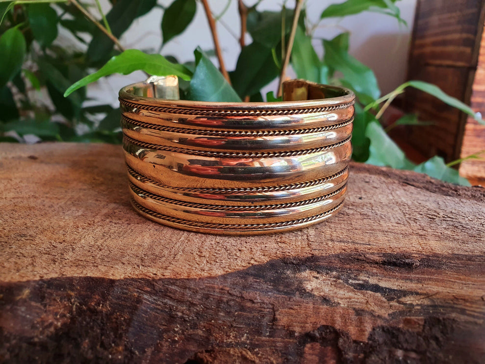 Textured Brass Cuff Bracelet / Tribal / Celtic / Boho / Ethnic / Rustic / Bohemian / Hippie / Gypsy / Jewellery / Adjustable / Unisex / Mens