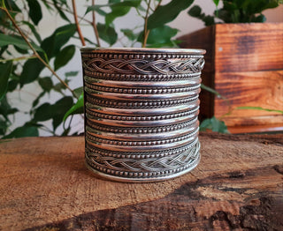 Large Silver Cuff Bracelet / Tribal / Celtic / Boho / Ethnic / Rustic / Bohemian / Hippie / Gypsy / Jewellery / Adjustable