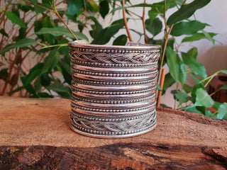 Large Silver Cuff Bracelet / Tribal / Celtic / Boho / Ethnic / Rustic / Bohemian / Hippie / Gypsy / Jewellery / Adjustable