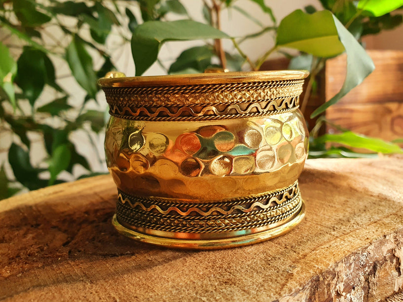 Textured Brass Cuff Bracelet / Tribal / Hammered / Boho / Ethnic / Rustic / Bohemian / Hippie / Gypsy / Jewellery / Adjustable / Unisex /