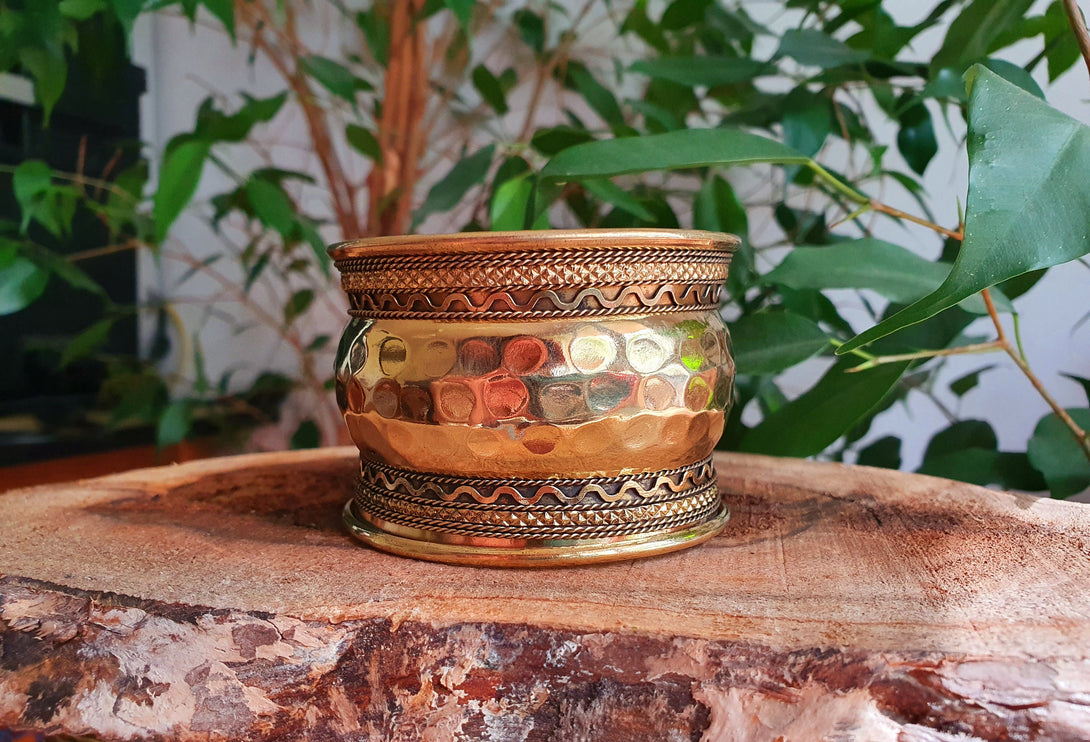 Textured Brass Cuff Bracelet / Tribal / Hammered / Boho / Ethnic / Rustic / Bohemian / Hippie / Gypsy / Jewellery / Adjustable / Unisex /