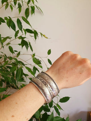 Textured Silver Cuff Bracelet / Tribal / Celtic / Boho / Ethnic / Rustic / Bohemian / Hippie / Gypsy / Jewellery / Adjustable