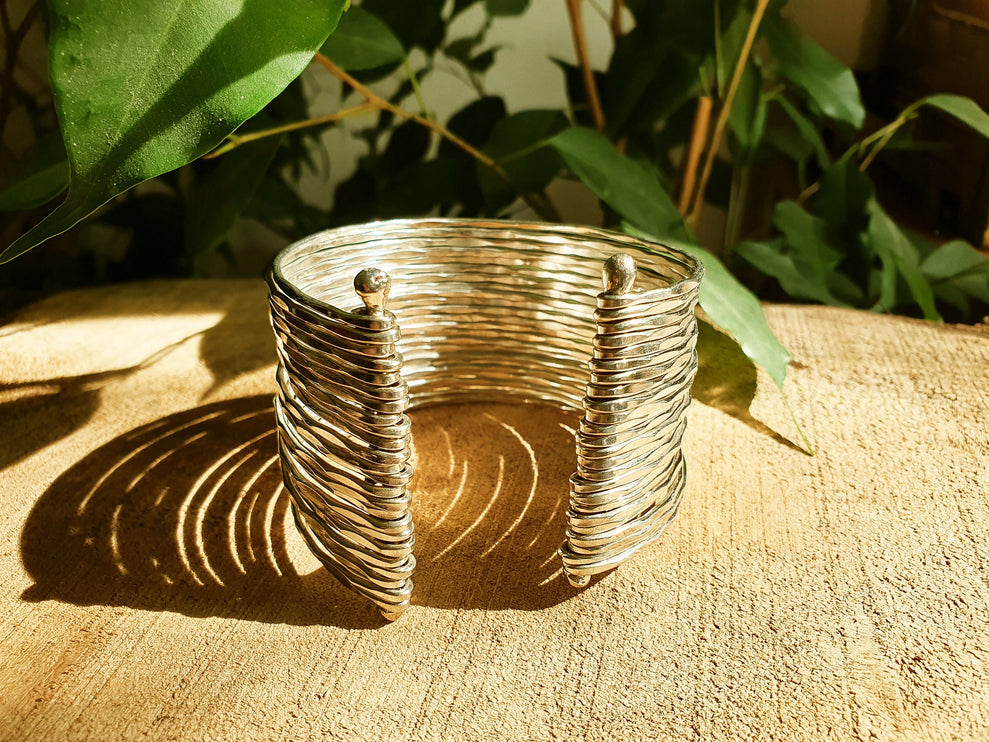 Textured Silver Cuff Bracelet / Boho / Ethnic / Rustic / Bohemian / Hippie / Gypsy / Jewellery / Adjustable