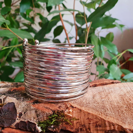 Textured Silver Cuff Bracelet / Boho / Ethnic / Rustic / Bohemian / Hippie / Gypsy / Jewellery / Adjustable