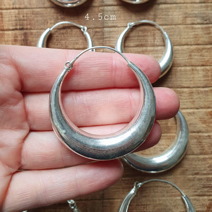 Chunky Silver Hoops; Thick Hoop Earrings Ethnic / Boho / Vintage Unisex / Mens / Rustic / Psy / Gypsy / Spiral / Hippie / Tribal