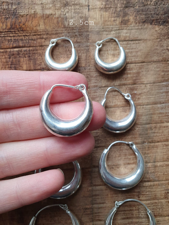 Chunky Silver Hoops; Thick Hoop Earrings Ethnic / Boho / Vintage Unisex / Mens / Rustic / Psy / Gypsy / Spiral / Hippie / Tribal