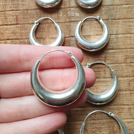 Chunky Silver Hoops; Thick Hoop Earrings Ethnic / Boho / Vintage Unisex / Mens / Rustic / Psy / Gypsy / Spiral / Hippie / Tribal