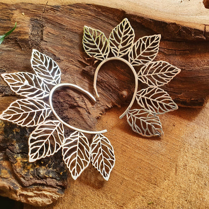 Ear Cuff Silver Leaf design / Tribal / Boho / Costume / Fancy Dress / Cosplay / Festival Jewellery / Indian /