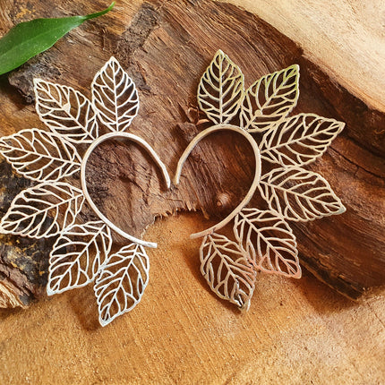 Ear Cuff Silver Leaf design / Tribal / Boho / Costume / Fancy Dress / Cosplay / Festival Jewellery / Indian /